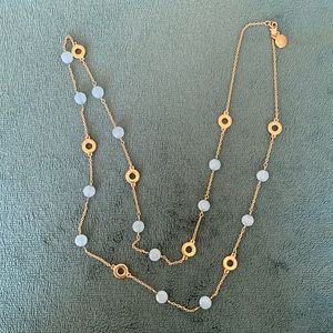 J.Crew “Yellow Gold” & Blue Bead Long Necklace